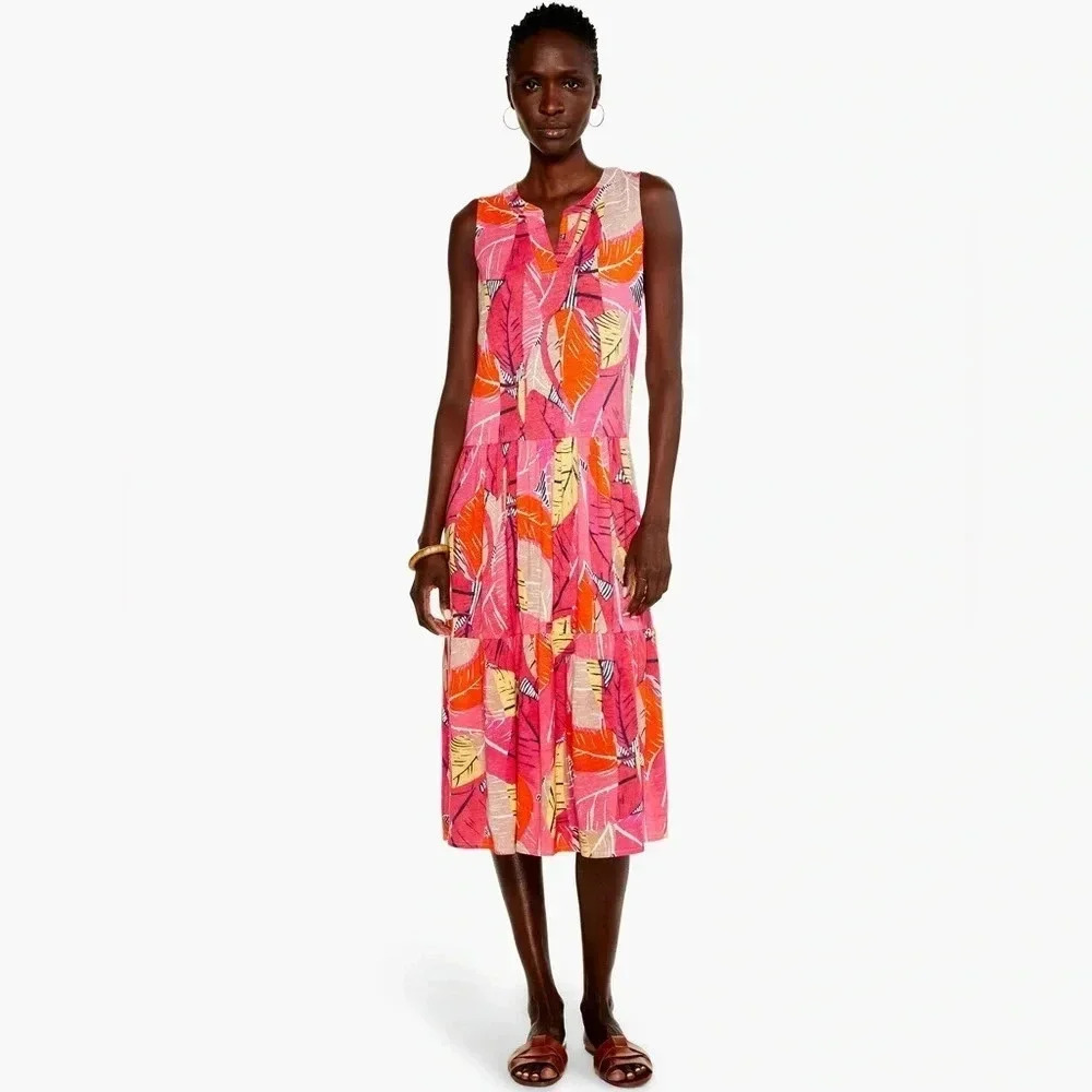 NIC+ZOE Feather Leaves Sleeveless Dress